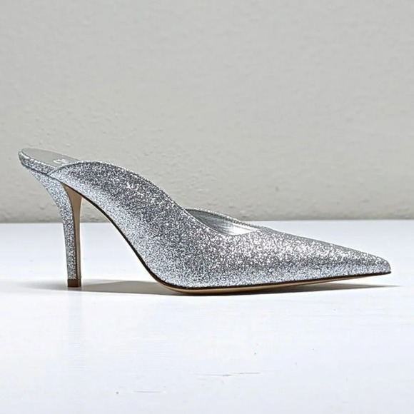 Gia Borghini Women's Abella Glitter Pointed Toe Heel Mules Size 39 (MSRP $550) - Picture 4 of 11